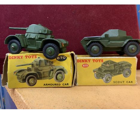 A PAIR OF BOXED ARMY VEHICLES BY DINKY TOYS TO INCLUDE A SCOUT CAR 