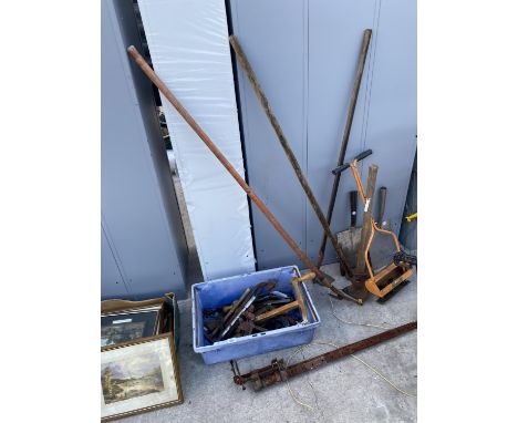 TWO SASH CLAMPS AND VARIOUS TOOLS 