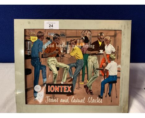 A VINTAGE LIGHT UP SIGN FOR IONTEX JEANS AND CASUAL SLACKS 