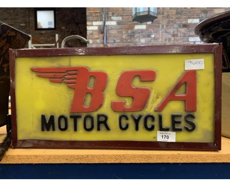 A 'BSA MOTOR CYCLES' ILLUMINATED LIGHT BOX SIGN 