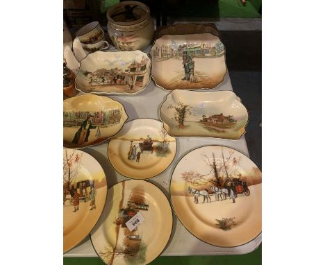 AN ASSORTMENT OF CERAMIC WARE TO INCLUDE ROYAL DOULTON SERIES WARE AND A ROYAL WINTON JAR WITH LID 