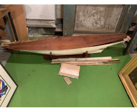 A 1:30 SCALE T S AUXY SCHR YACHT 'CREOLE' PART BUILT WITH THE ORIGINAL PLANS DRAWN UP BY THE MODELLER - LENGTH 2M 