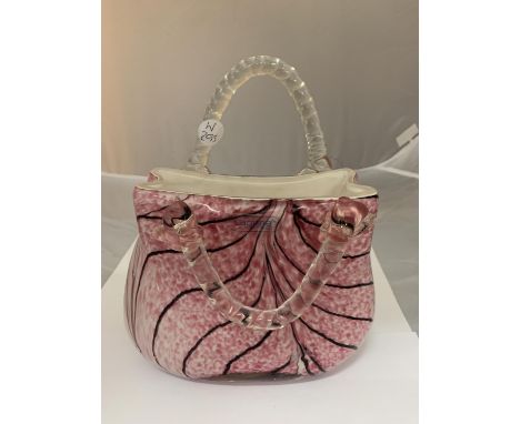 A MURANO LAGUNA ART GLASS PINK HANDBAG 