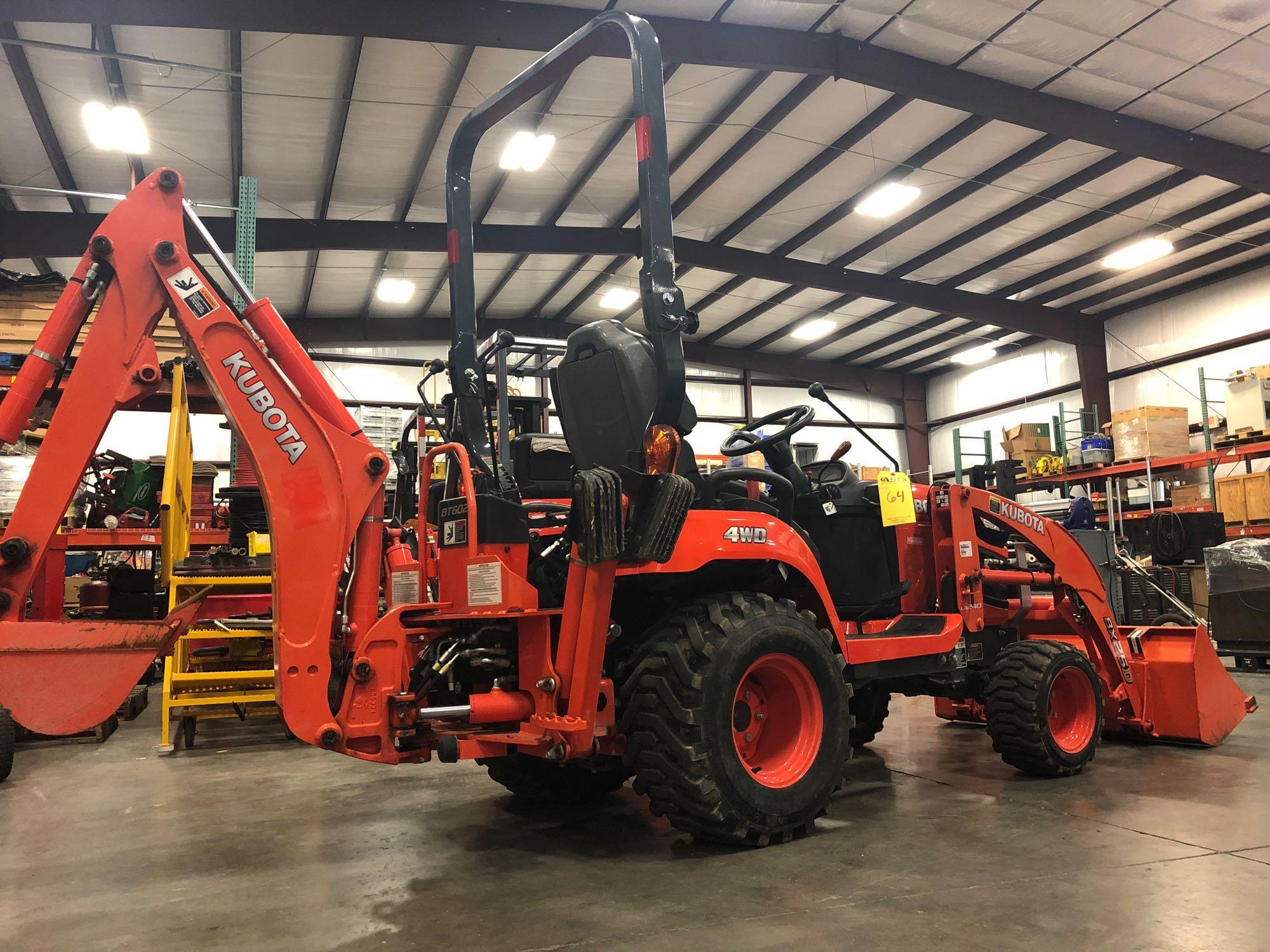 2017 KUBOTA BX25DLB DIESEL 4WD LOADER W/ BACKHOE ATTACHMENT, OUT