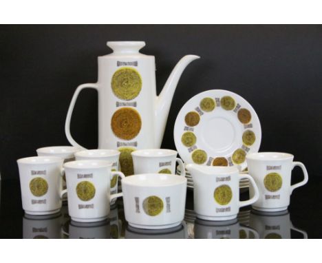 J &amp; G Meakin studio coffee set to include cups, saucers and sugar bowl etc in the Amulet Pattern