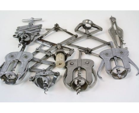 Small collection of vintage Corkscrews to include two french "Perfect" examples, another by "Eclair A.P", a "Magic Lever Cork