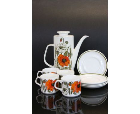J &amp; G Meakin four place Coffee set in Poppy pattern