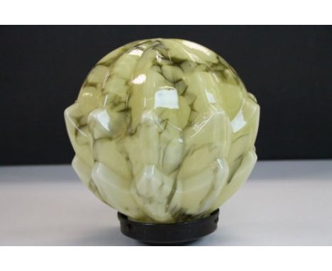 Art Deco marbled Glass ceiling Light shade with original Bakelite fitting, shade approx 16cm diameter