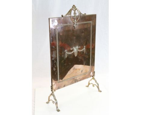Early 20th century Copper Firescreen with Relief Decoration including Swags and Ribbons, 71cms high x 44cms wide