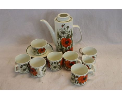 J &amp; G Meakin Studio coffee set in the Poppy Pattern