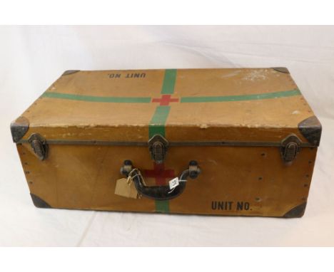 A World War Two United States Army Medic / Red Cross Storage / Travel Trunk / Case, Measures Approx 30" x 16" x 11".