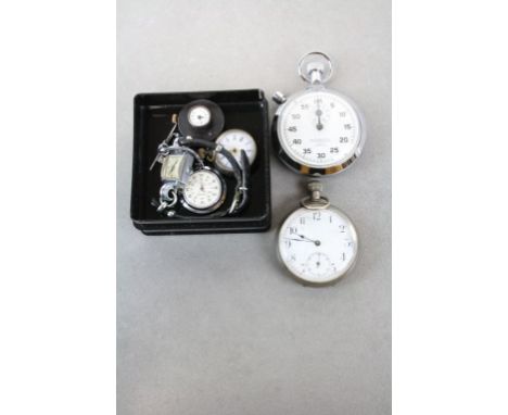 Small group of mixed vintage Pocket watches &amp; wristwatches to include a Hallmarked Silver cased Pocket watch, Gun metal F