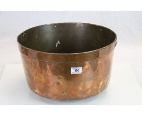 Vintage Copper Bowl with Studded and Dove-tailed Seam, 40cms diameter