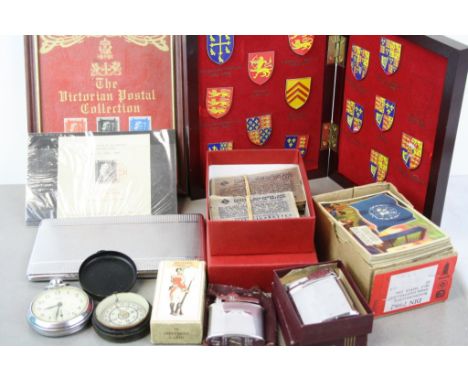 Box of mixed vintage collectables to include; A &amp; BC Flags of the World Gum cards, Kings &amp; Queens of Great Britain Sh