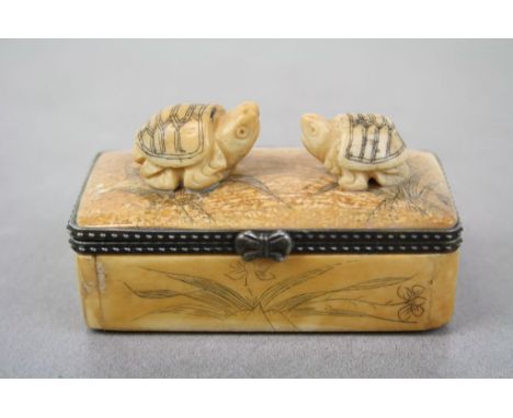Japanese/Chinese style old copper hand carving tortoise figure netsuke box