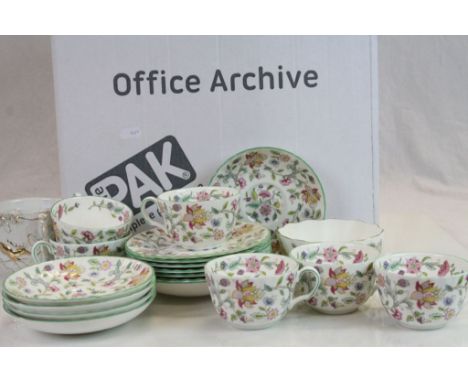 Large Devonshire ceramic Jug &amp; Bowl set &amp; a Minton Teaset in "Haddon Hall" pattern and a Moustache Mug