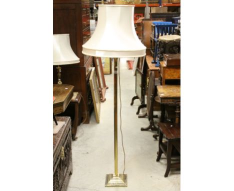 Brass Effect Corinthian Column Standard Lamp with Shade