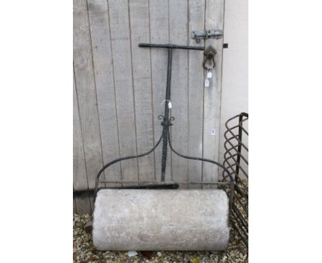 A vintage garden roller