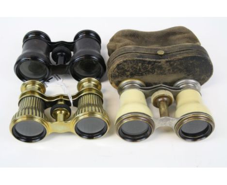 Four pairs of vintage Opera glasses to include a cased Aluminium pair with Tortoiseshell Grips