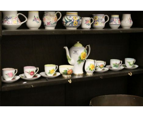 Roslyn ceramic six place coffee set in "Authentic World Famous Wheatcroft Roses" pattern
