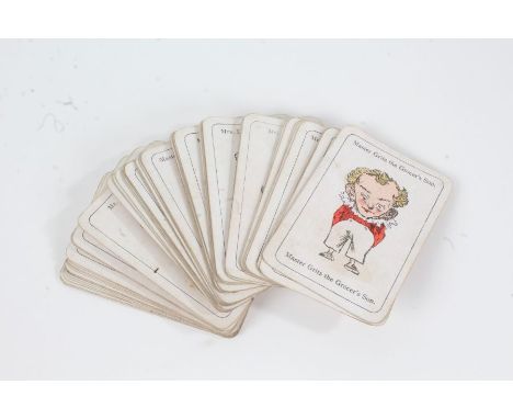 Early 20th Century Happy Families playing cards, with amusing drawings and text, 47 cards in total&nbsp;