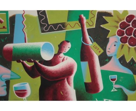 Screen-print. Signed 'S. Briers'. Wine. 'Lot 4'. An illustration maybe. H.37 W.52cm. 