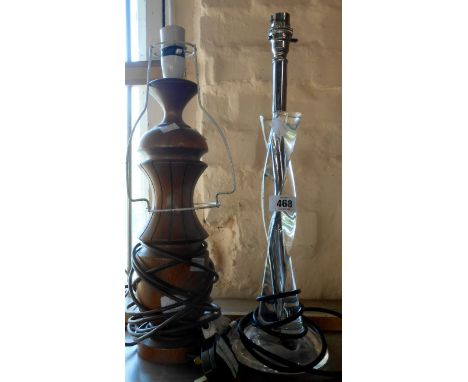 A perspex table lamp - sold with a turned wooden table lamp