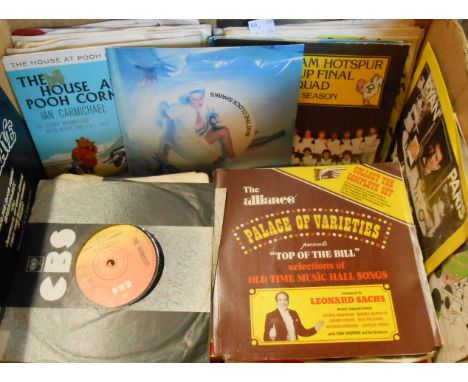 A box of vinyl 45 singles including Tottenham Hotspurs, The Wombles, The Goodies, The Strawbs, Mud, etc.