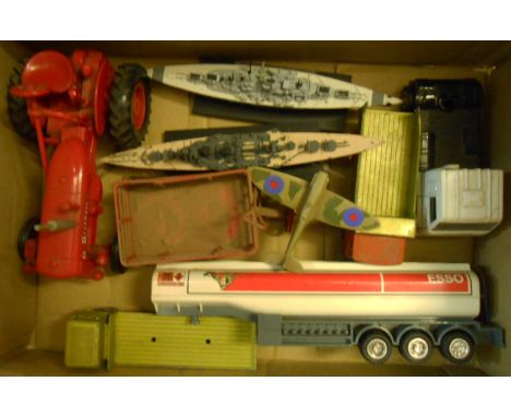 A quantity of diecast toys vehicles including ERTL tractor, ESSO tanker, etc.