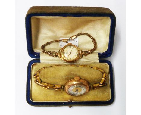 A boxed vintage gold plated cased lady's wristwatch a/f and another