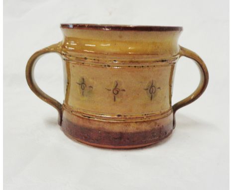 Michael Cardew: a Winchcombe Pottery small loving cup with incised compass point decoration - seal marks to base