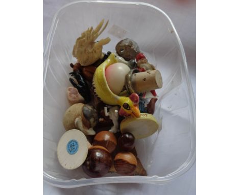 A collection of miniature figurines including vintage Father Christmas cake decoration, Tremar bird, etc. - various condition