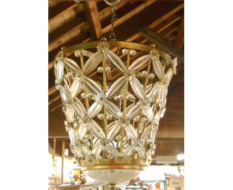 A pendant light fitting with glass lattice decoration - sold with a lustre drop example