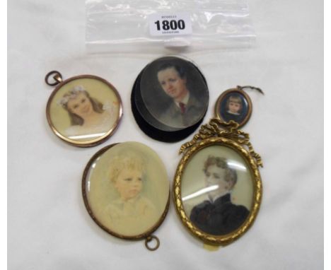 Five framed and part framed 20th Century portrait miniatures