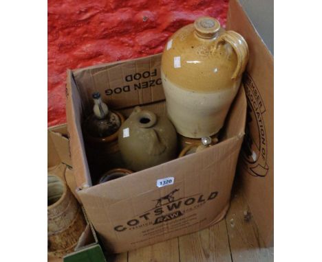 A J. Buckland stoneware flagon for the Castle Hotel Dartmouth, four jars, two soda siphons, and a ceramic vase