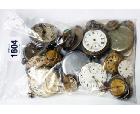 A bag containing a quantity of part wristwatches and pocket watch movements - various condition