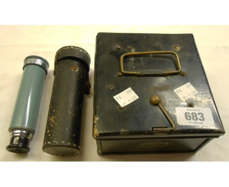 A Second World War period military issue metal box by Uttley Ingham &amp; Co. Ltd. with wooden liner, dated 1940 - sold with 