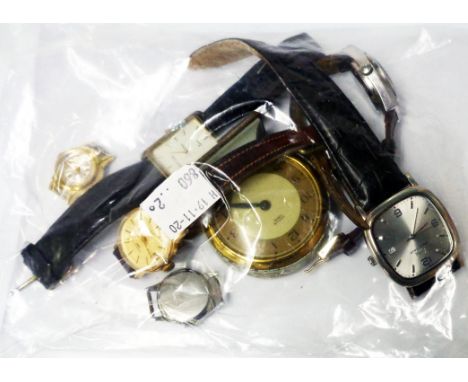 Four assorted wristwatches with straps, two lady's wristwatches without straps and a vintage Smiths timepiece - various condi