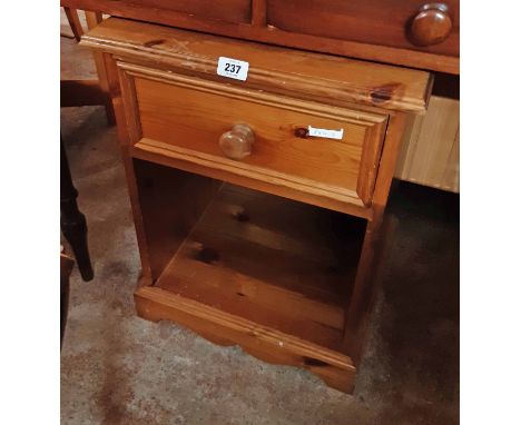 A 45cm modern pine bedside unit with drawer and open shelf under