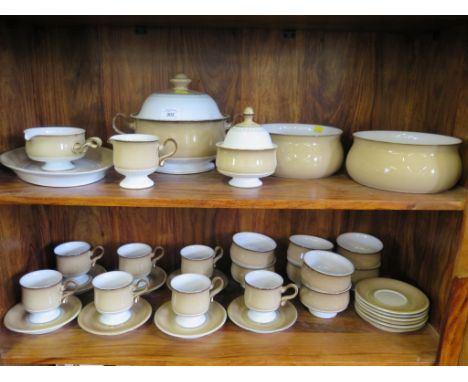 A Denby stoneware part dinner service, including tea cups, soup bowls, tureen and bowls