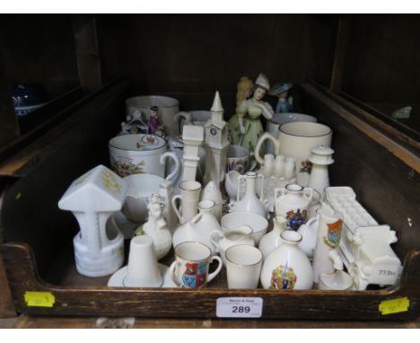 A collection of crested china, including W.H. Goss and others, and various other commemorative wares and china