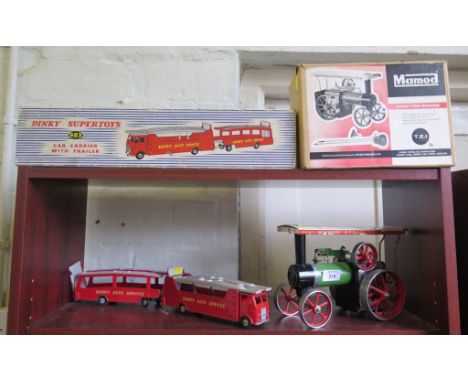 Dinky Supertoys 983 Car Carrier with trailer in original box and a Mamod T.E.1 Traction Engine with instructions in original 