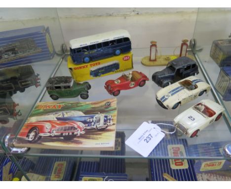 Dinky Toys: 283 B.O.A.C. Coach in original box, 36g Taxi, Austin Healey, M.G. Midget, Austin Taxi, M.G. Midget and 781 ESSO p