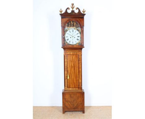 Staand horloge met beschilderde wijzerplaat, afbeeldingen van "David Playing before Saul" en de 4 jaargetijden, Engeland, cir