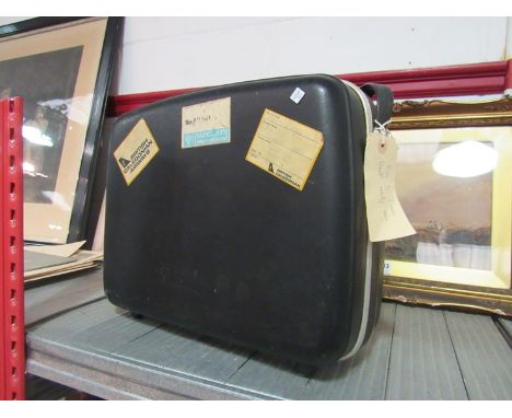 A vintage BOAC 1960's travel vanity case with travel provenance labels, some contents, interior a/f