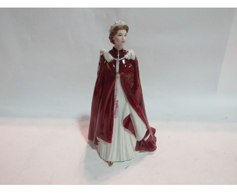 A Royal Worcester figurine commemorating the Queen's 80th Birthday, boxed, 23.5cm tall