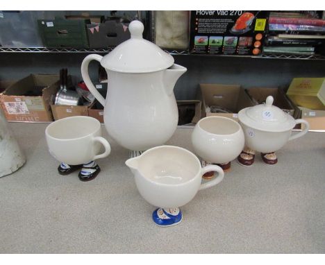 A quantity of Carlton Ware "Walking People" coffee cups, jug and pot