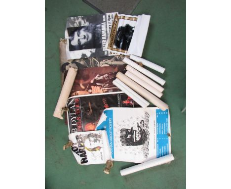 Assorted promotional posters including Bob Dylan, Roy Harper, Billy Bragg, Peter Hammill, Elvis Presley etc (a/f- several tor