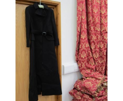 ELGEE -1960's British boutique label, vintage late 1960's early 70's black heavy wool full length coat, high waisted with sty