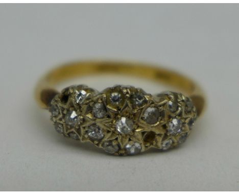 An 18ct gold and diamond ring, a/f, 4g, R